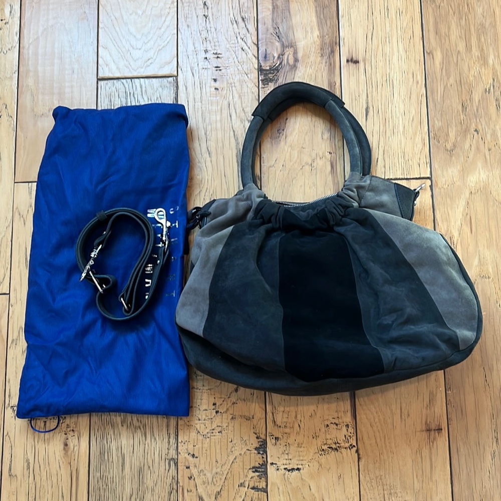 Suede purse by Stuart Weitzman